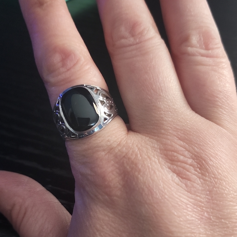 Silver Black Onyx Signet Ring - Classic Statement